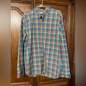 J. Crew Vibrant Plaid Button Down Shirt Large